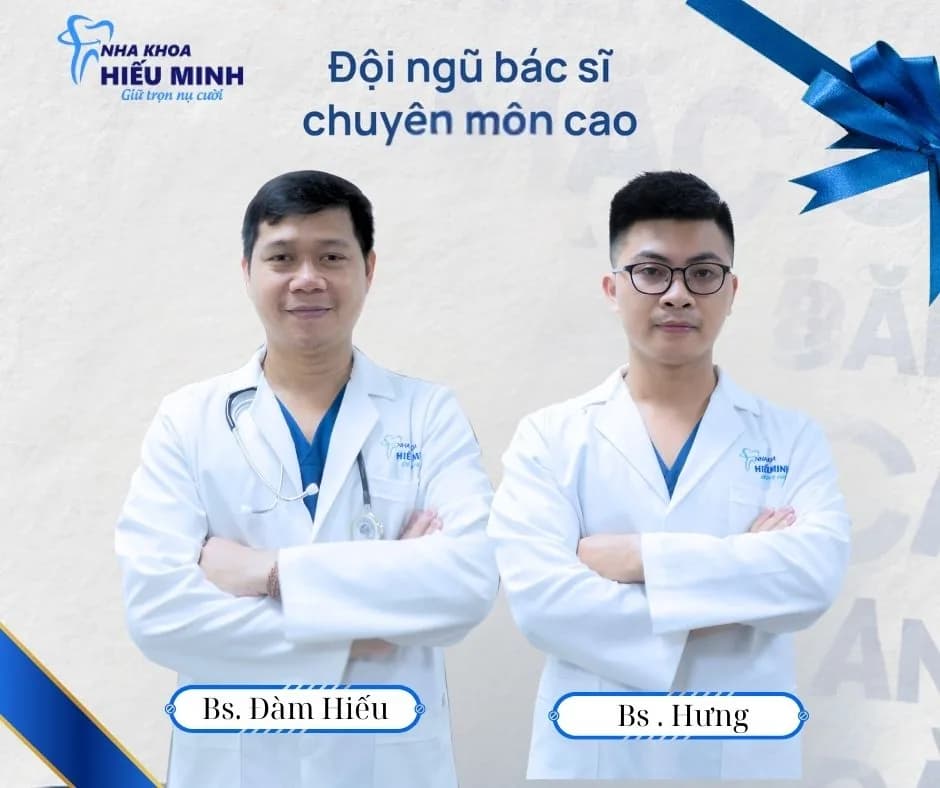 Đội ngũ bác sĩ Nha khoa Hiếu Minh — BS. Đàm Trọng Hiếu và BS. Hưng